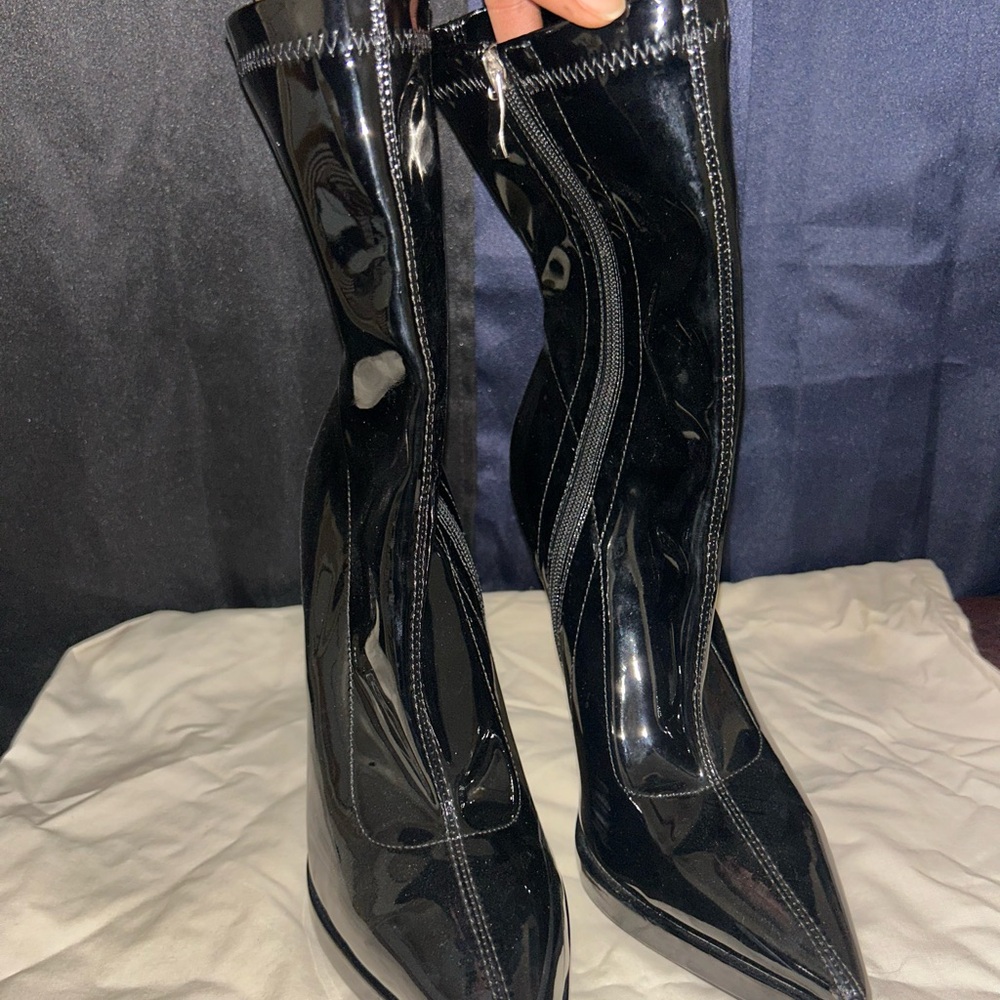 Black Patent Leather Women's Boots
